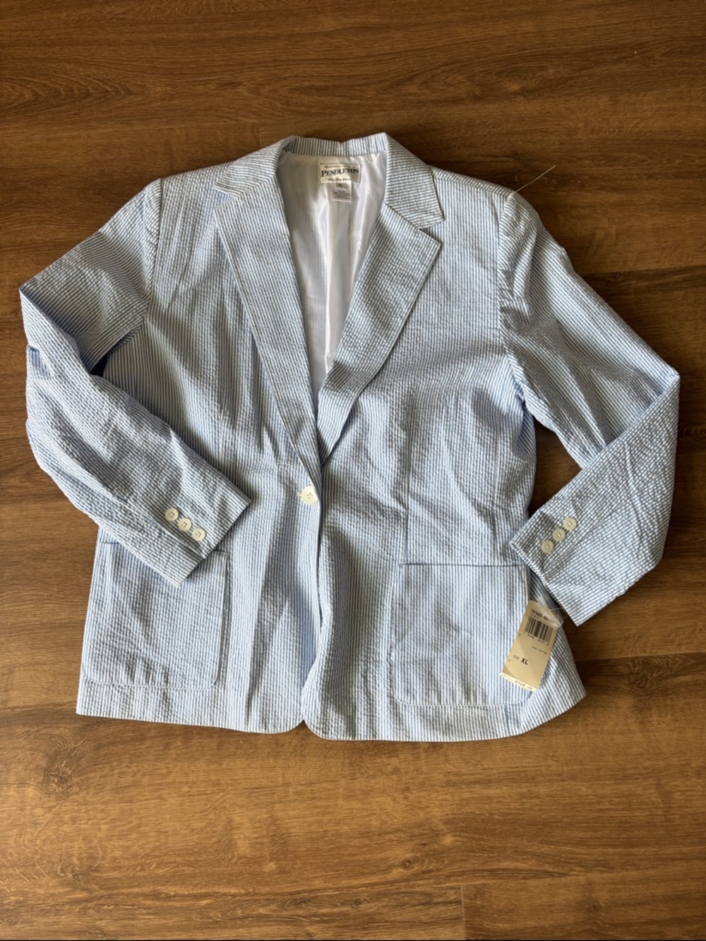 Pendleton Light Blue and white stripe Seersucker Blazer - Women